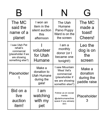 BINGO TEST #1 Bingo Card
