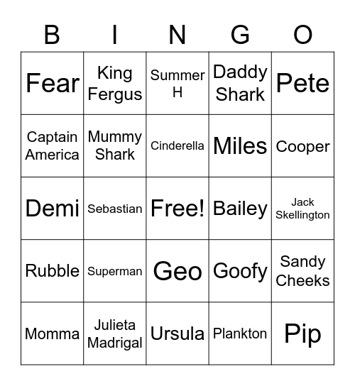 Leah - 31st August Bingo Card