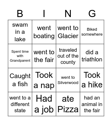 Summer Bingo Card
