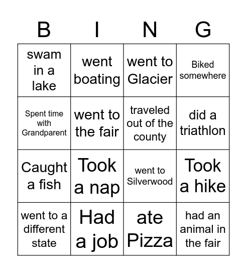 Summer Bingo Card