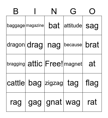 SPELLING WORDS Bingo Card