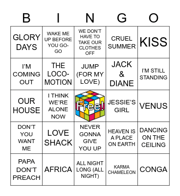 SUMMER HITS OF THE 80'S Bingo Card