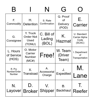 Bingo Card