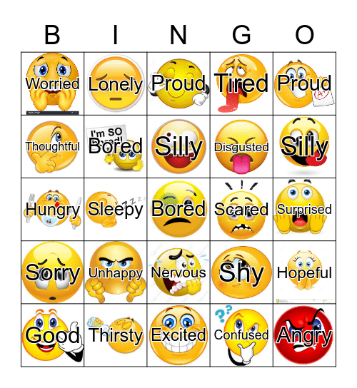 Feelings Bingo Card