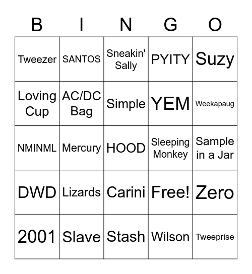 PHiSH DiCKS '22 Bingo Card