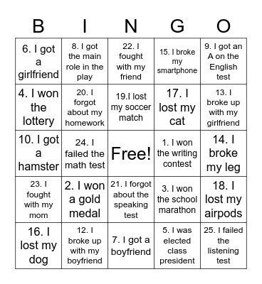 Lesson 6: Stories for all time Bingo Card