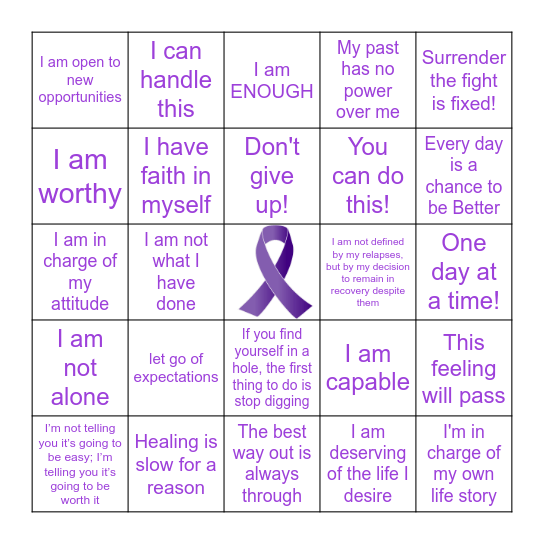 Recovery Month Bingo! Bingo Card