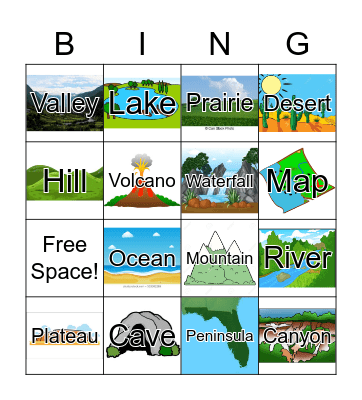 Landforms Bingo Card