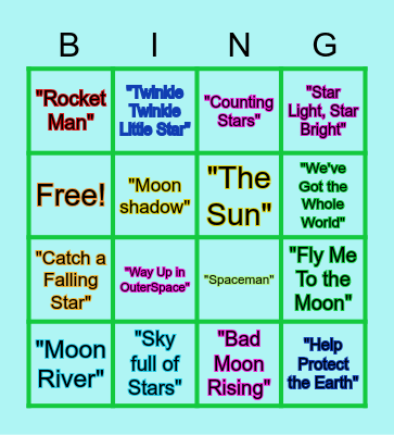 Musical Space Bingo! Bingo Card