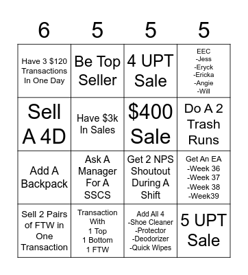 September Superstar Bingo Card