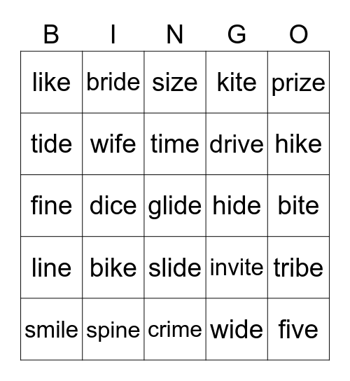 Long i cheeky e Bingo Card
