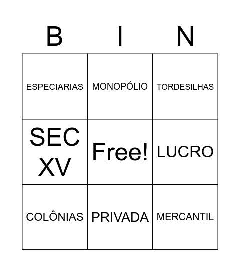 CAPITALISMO Bingo Card