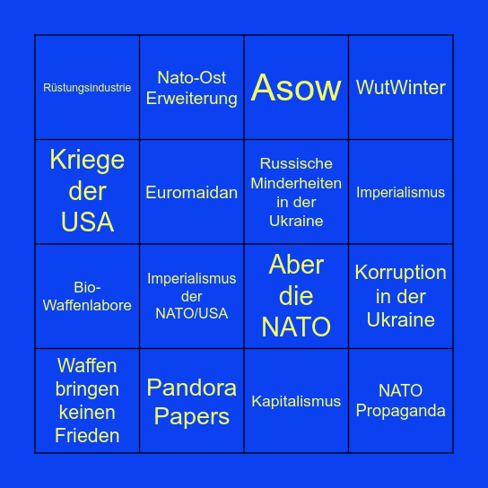 Nato/Ukraine Bullshit-Bingo Card