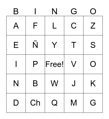 Alphabet Bingo Card