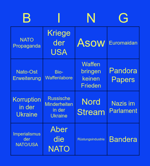 Nato/Ukraine Bullshit-Bingo Card