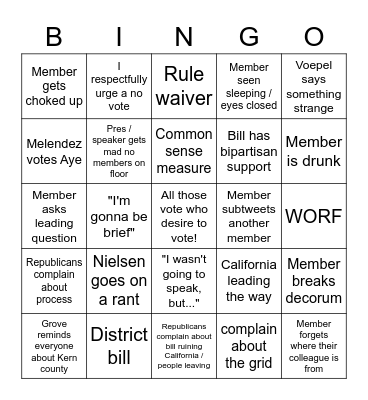 End of Sesh Bingo Card