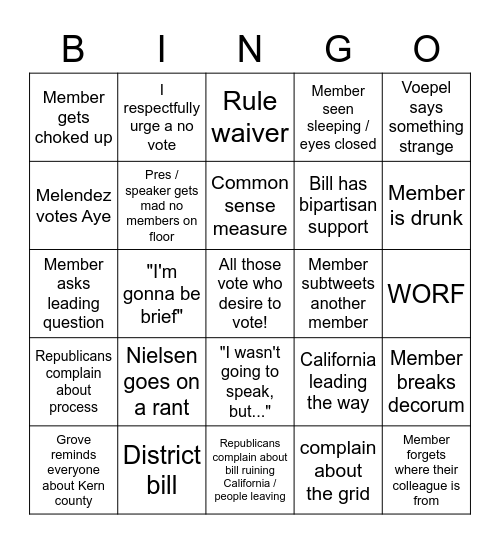 End of Sesh Bingo Card