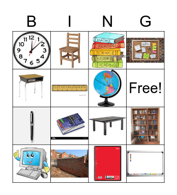 School supplies Bingo Card