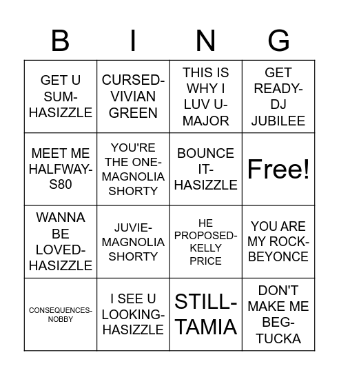 New Orleans BOUNCE Bingo Card