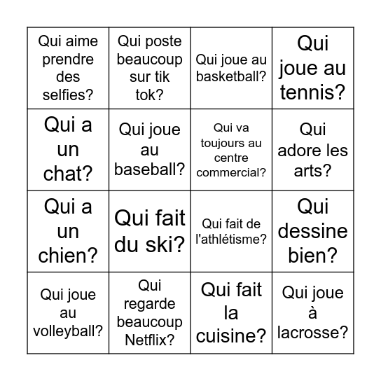 Lotto de la rentrée Bingo Card