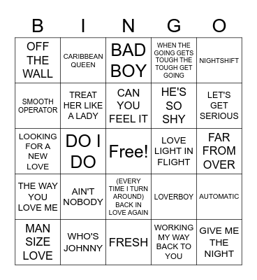 80S HITS Bingo Card