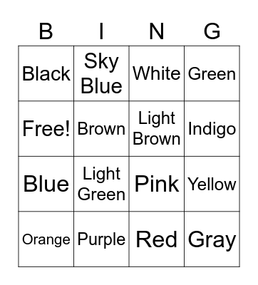 Color Bingo Card