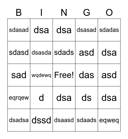 Hello Bingo Card