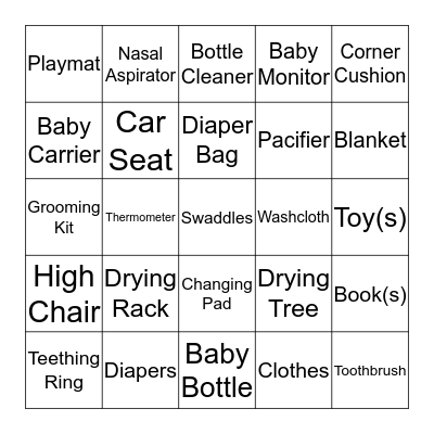 Baby Shower Bingo Card