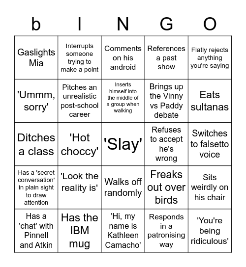 Mitchy Bingo Card