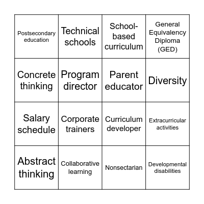 The Teaching Profression Bingo Card