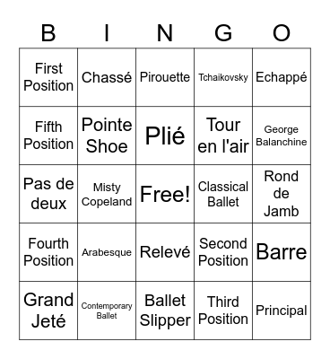 BALLET BINGO! Bingo Card