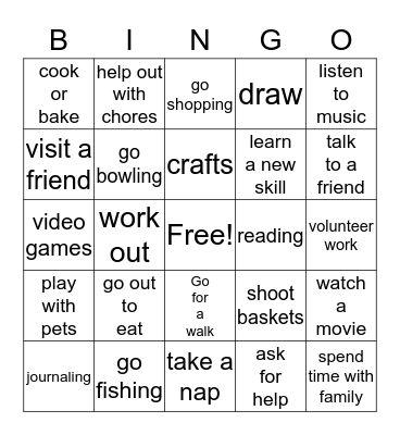Coping with Grief Bingo Card