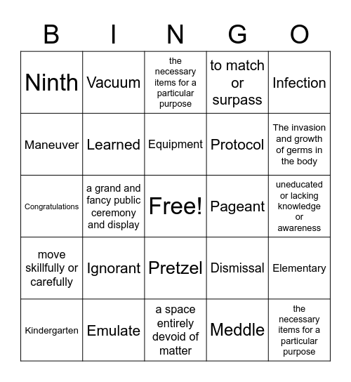 Week 4 Bingo Card