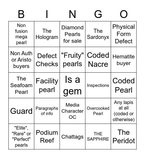 GG Reef Bingo Card