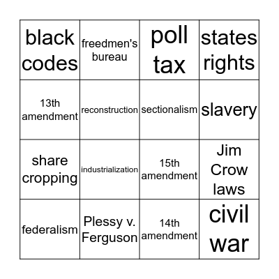 Social Studies Bingo Card