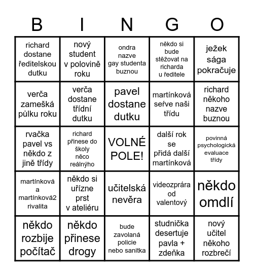 ŠKOLNÍ ROK 2022/2023 Bingo Card