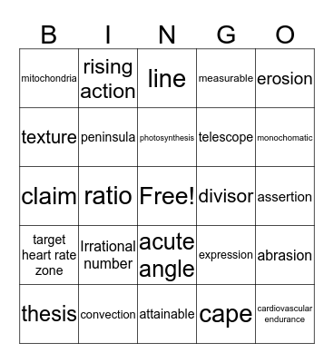 Sample Card Bingo Card