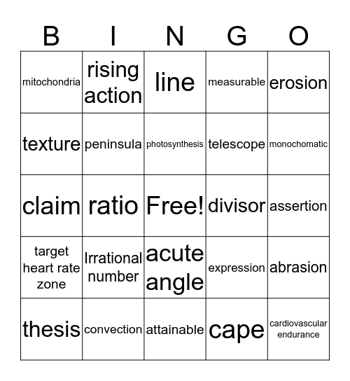 Sample Card Bingo Card