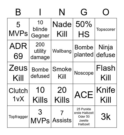 CS Go Bingo Card