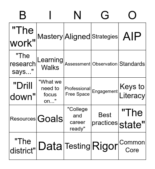 P.D. Bingo Card