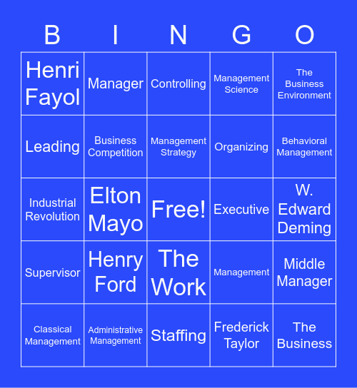 Managers and Managing (C1) Bingo Card