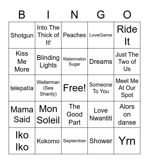 TikTok Bingo Card