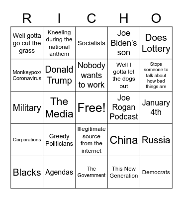 Rich Bingo Card