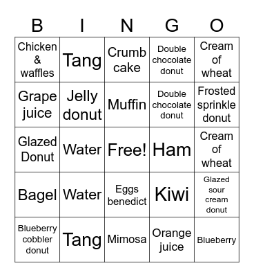 Brunch BINGO Card