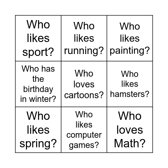 WHO LIKES... ? Bingo Card