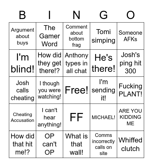 Val? Bingo Card