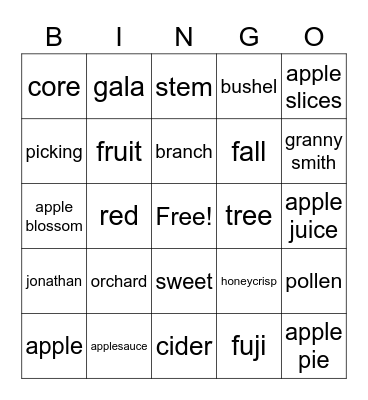 APPLE BINGO Card