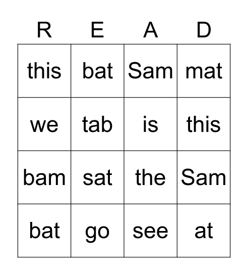 Reading Bingo Card