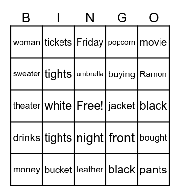 Ramon and Maria Bingo Card