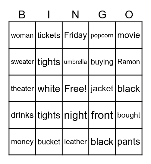 Ramon and Maria Bingo Card